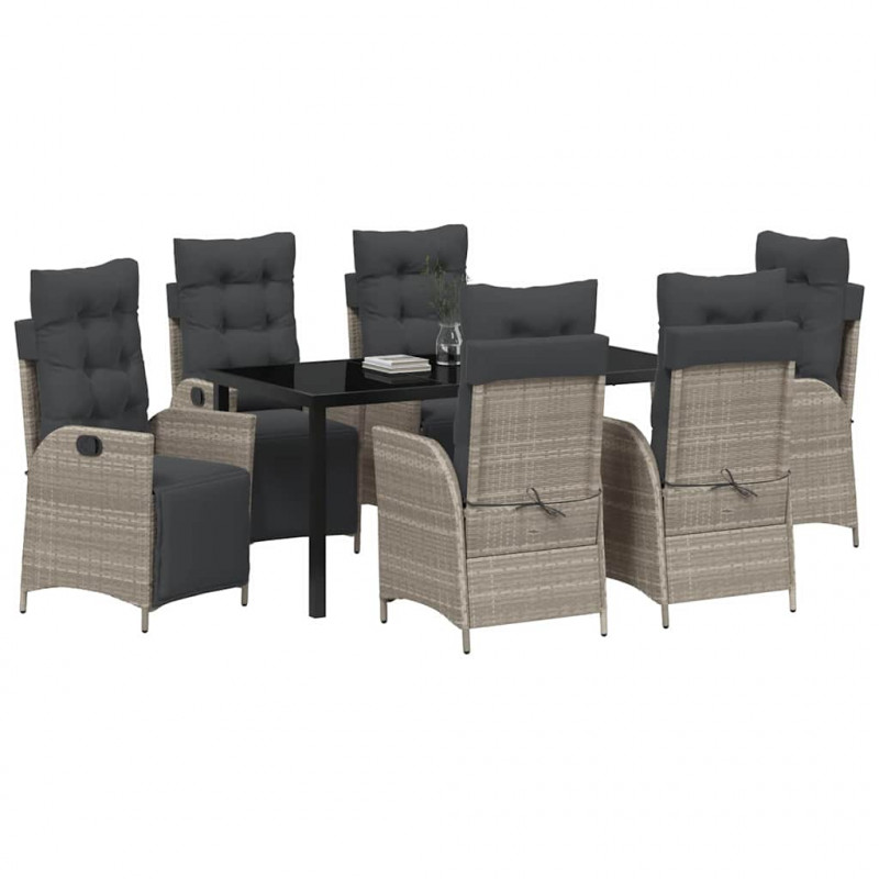 Zestaw do jadalni w ogrodzie 7 pcs Jasnoszary polirattan