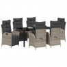 Zestaw do jadalni w ogrodzie 7 pcs Jasnoszary polirattan
