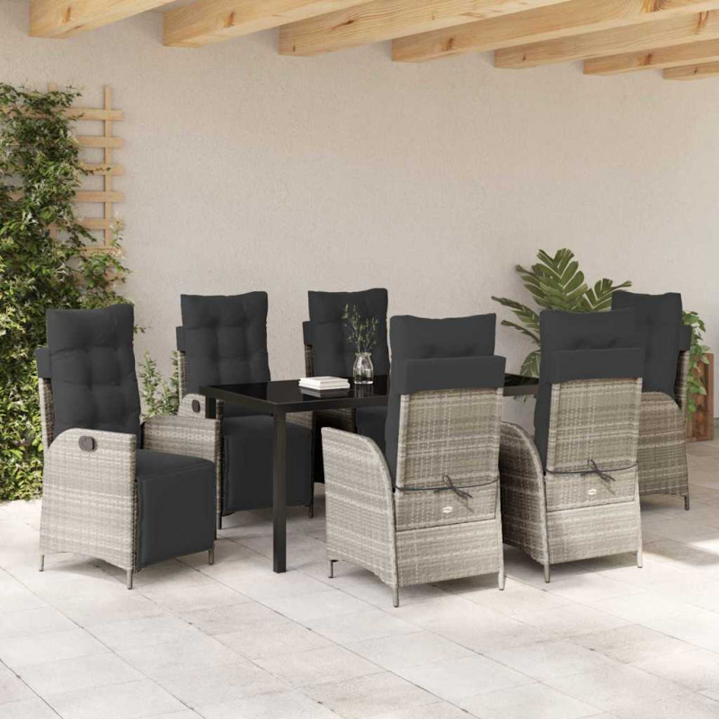 Zestaw do jadalni w ogrodzie 7 pcs Jasnoszary polirattan