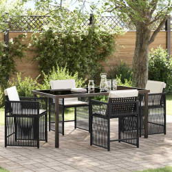 Zestaw do jadalni w ogrodzie 5 pcs Czarny polirattan