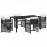 Zestaw do jadalni w ogrodzie 5 pcs Czarny polirattan