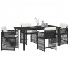 Zestaw do jadalni w ogrodzie 5 pcs Czarny polirattan