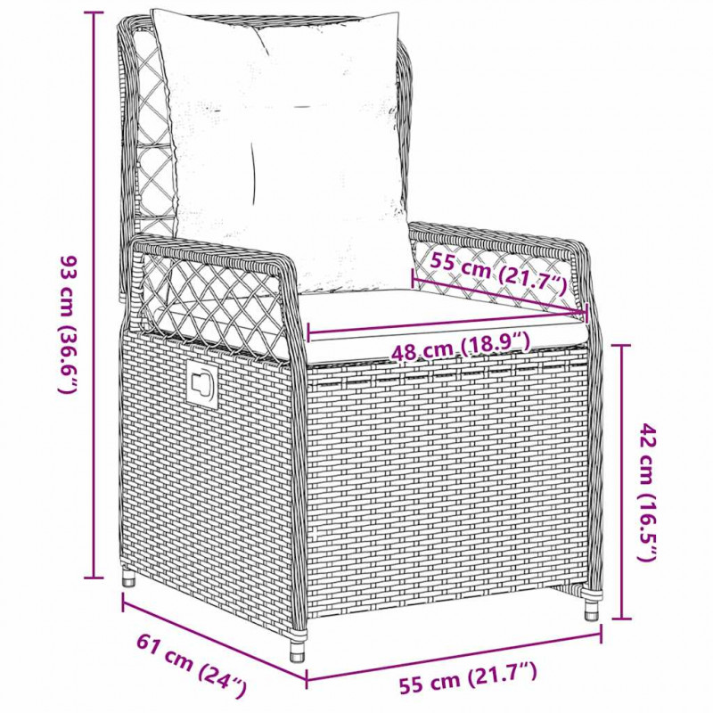 Zestaw do jadalni w ogrodzie 7 pcs Szary polirattan