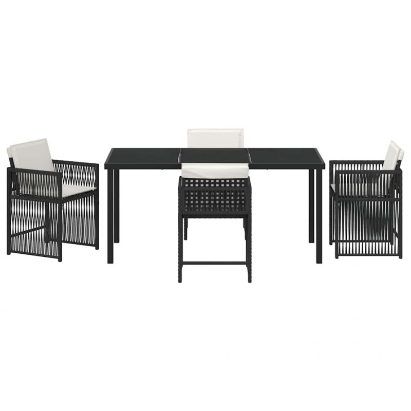 Zestaw do jadalni w ogrodzie 5 pcs Czarny polirattan
