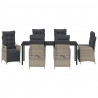 Zestaw do jadalni w ogrodzie 7 pcs Jasnoszary polirattan