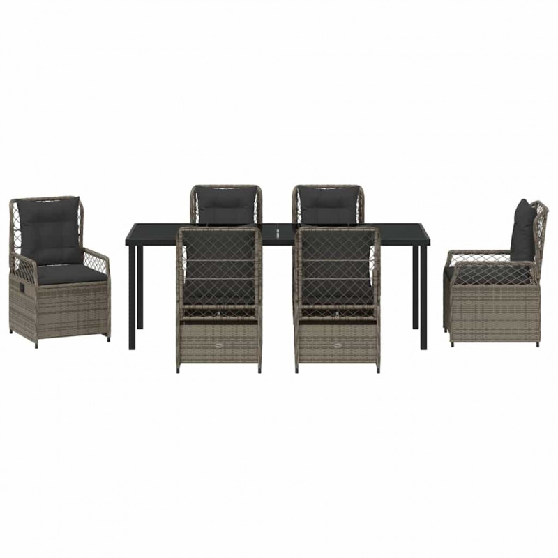 Zestaw do jadalni w ogrodzie 7 pcs Szary polirattan
