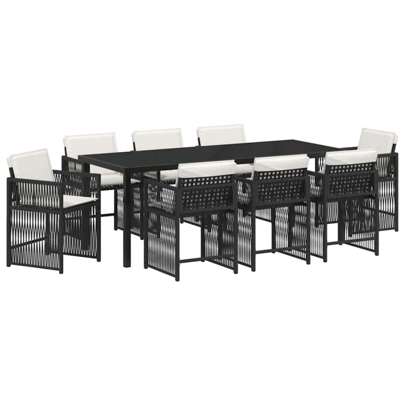 Zestaw do jadalni w ogrodzie 9 pcs Czarny polirattan