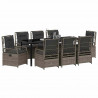 Zestaw do jadalni w ogrodzie 9 pcs Szary polirattan