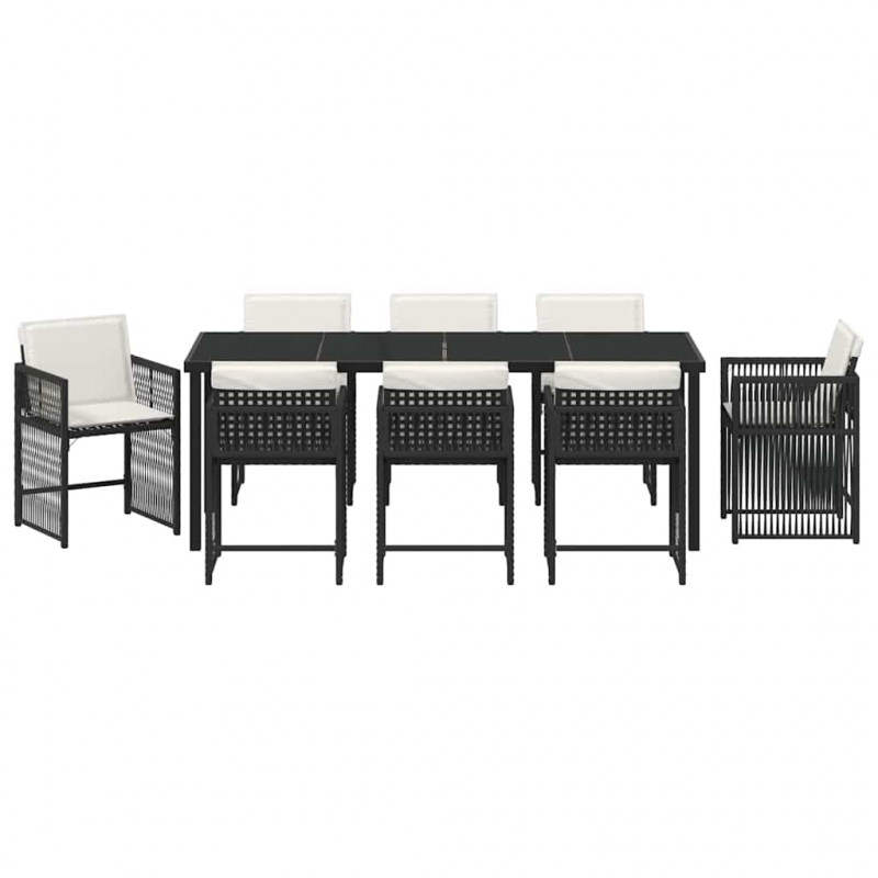 Zestaw do jadalni w ogrodzie 9 pcs Czarny polirattan