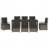 Zestaw do jadalni w ogrodzie 9 pcs Szary polirattan