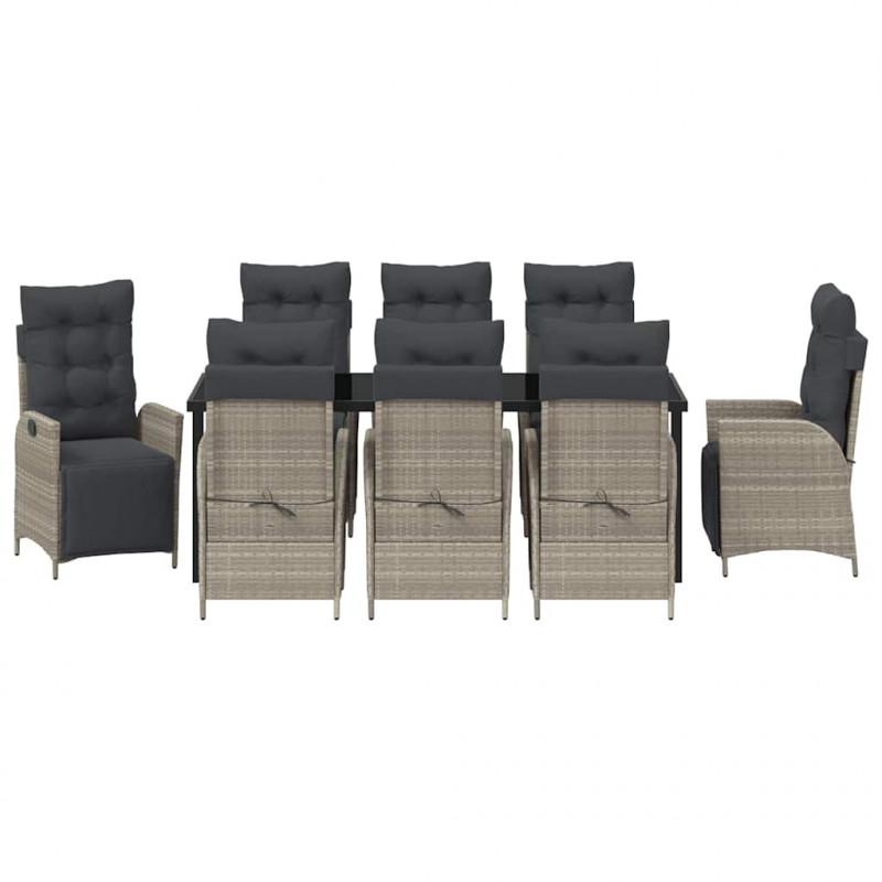 Zestaw do jadalni w ogrodzie 9 pcs Jasnoszary polirattan