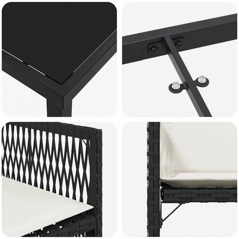 Zestaw do jadalni w ogrodzie 9 pcs Czarny polirattan
