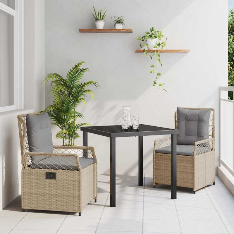 Zestaw do jadalni w ogrodzie 3 pcs Beżowy i jasnoszary