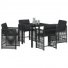 Zestaw do jadalni w ogrodzie 5 pcs Czarny polirattan