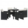 Zestaw do jadalni w ogrodzie 5 pcs Czarny polirattan