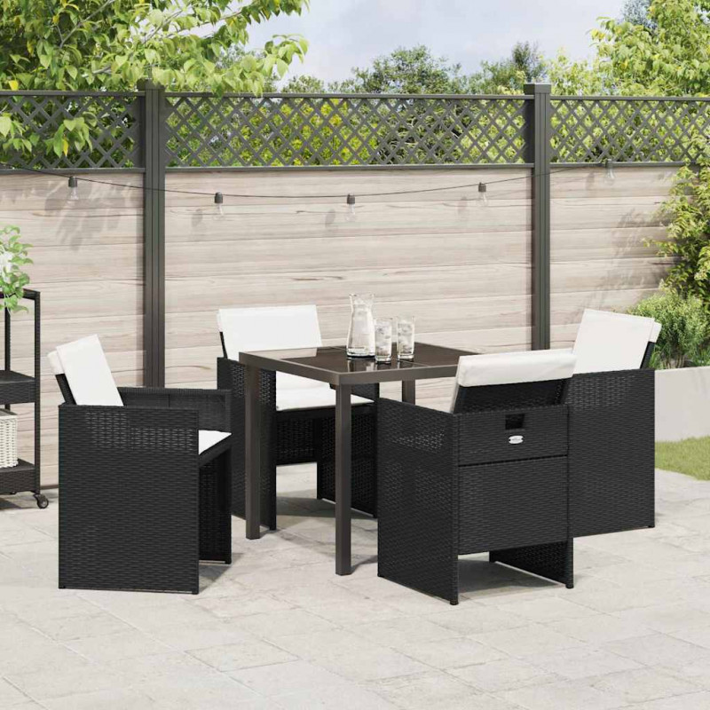 Zestaw do jadalni w ogrodzie 5 pcs Czarny polirattan