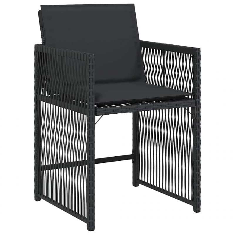 Zestaw do jadalni w ogrodzie 5 pcs Czarny polirattan