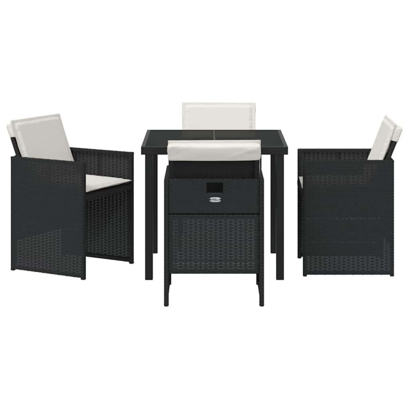 Zestaw do jadalni w ogrodzie 5 pcs Czarny polirattan