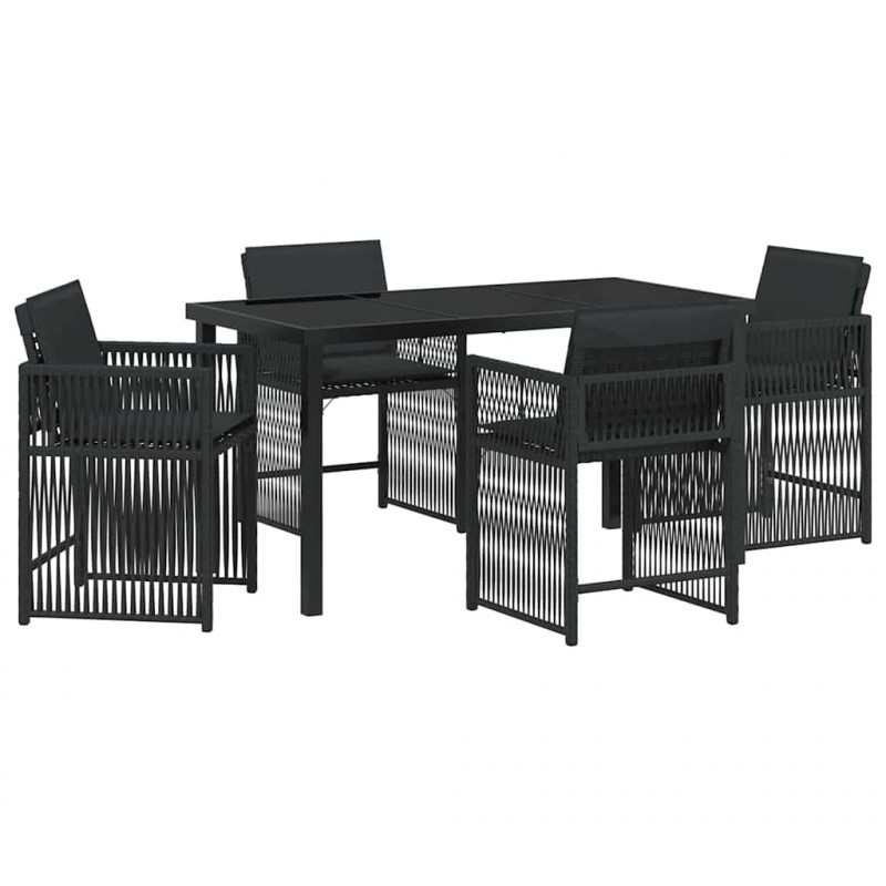 Zestaw do jadalni w ogrodzie 5 pcs Czarny polirattan