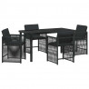 Zestaw do jadalni w ogrodzie 5 pcs Czarny polirattan