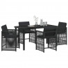 Zestaw do jadalni w ogrodzie 5 pcs Czarny polirattan