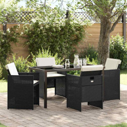 Zestaw do jadalni w ogrodzie 5 pcs Czarny polirattan