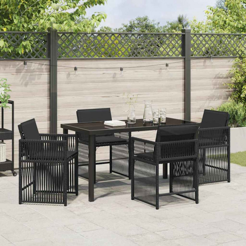 Zestaw do jadalni w ogrodzie 5 pcs Czarny polirattan