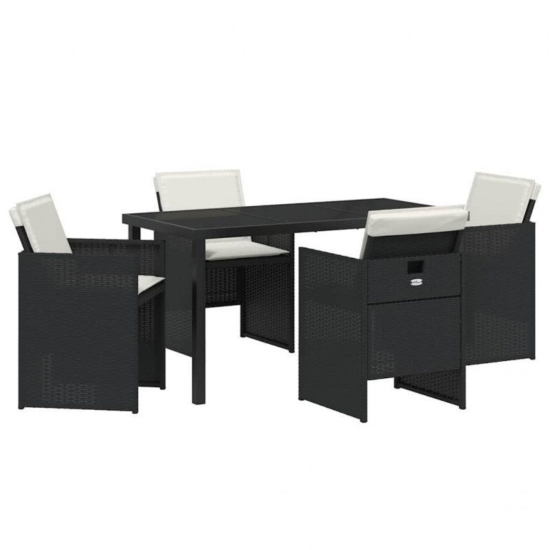 Zestaw do jadalni w ogrodzie 5 pcs Czarny polirattan