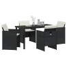 Zestaw do jadalni w ogrodzie 5 pcs Czarny polirattan