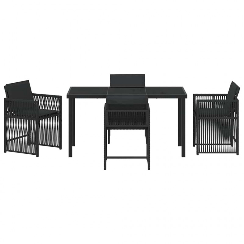 Zestaw do jadalni w ogrodzie 5 pcs Czarny polirattan