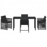 Zestaw do jadalni w ogrodzie 5 pcs Czarny polirattan