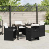 Zestaw do jadalni w ogrodzie 5 pcs Czarny polirattan