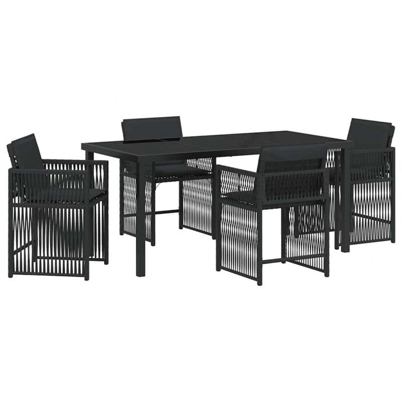 Zestaw do jadalni w ogrodzie 5 pcs Czarny polirattan