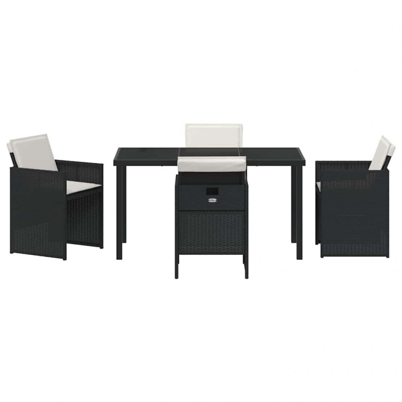 Zestaw do jadalni w ogrodzie 5 pcs Czarny polirattan