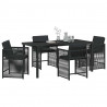 Zestaw do jadalni w ogrodzie 5 pcs Czarny polirattan