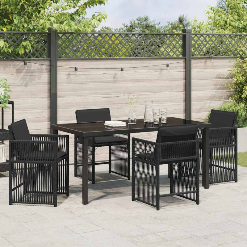 Zestaw do jadalni w ogrodzie 5 pcs Czarny polirattan