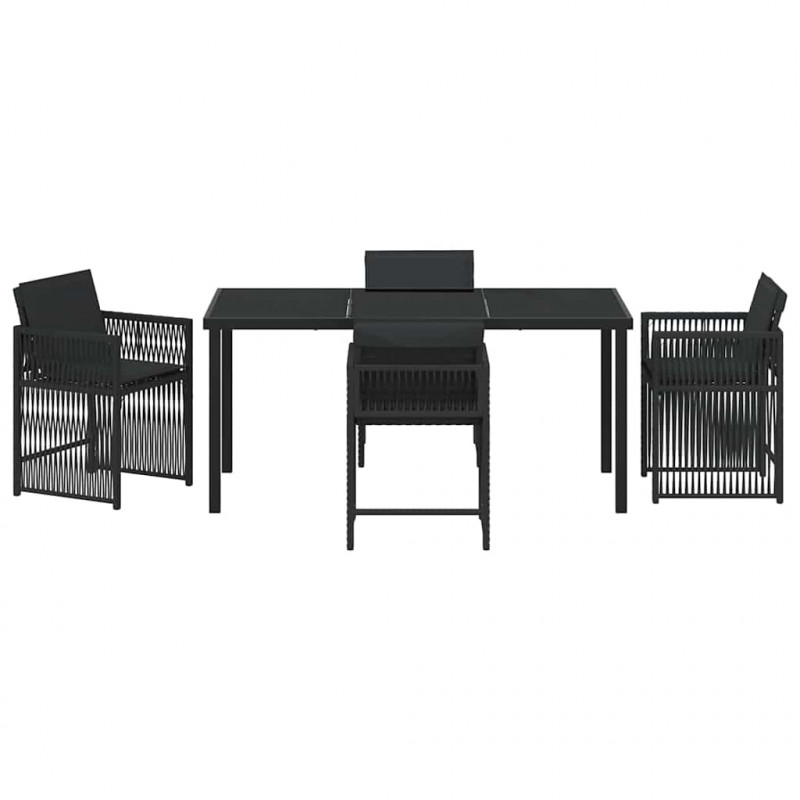 Zestaw do jadalni w ogrodzie 5 pcs Czarny polirattan