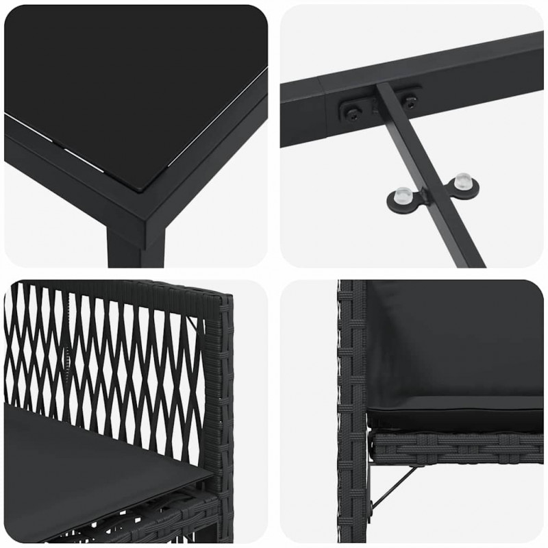 Zestaw do jadalni w ogrodzie 5 pcs Czarny polirattan