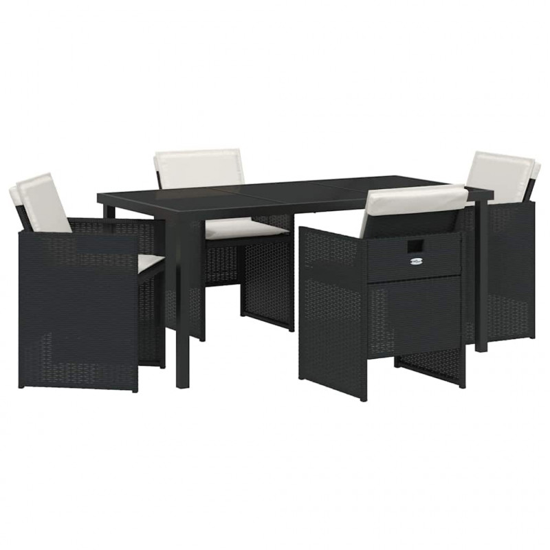 Zestaw do jadalni w ogrodzie 5 pcs Czarny polirattan