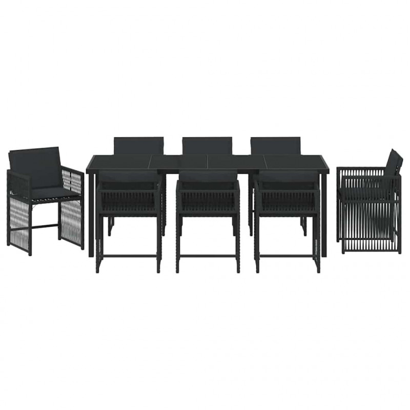 Zestaw do jadalni w ogrodzie 9 pcs Czarny polirattan