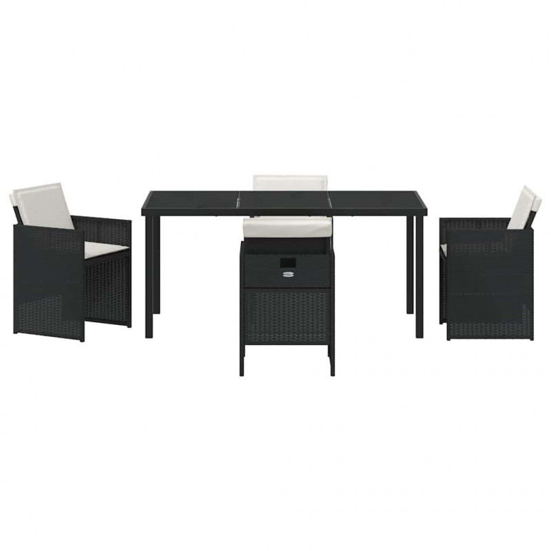 Zestaw do jadalni w ogrodzie 5 pcs Czarny polirattan