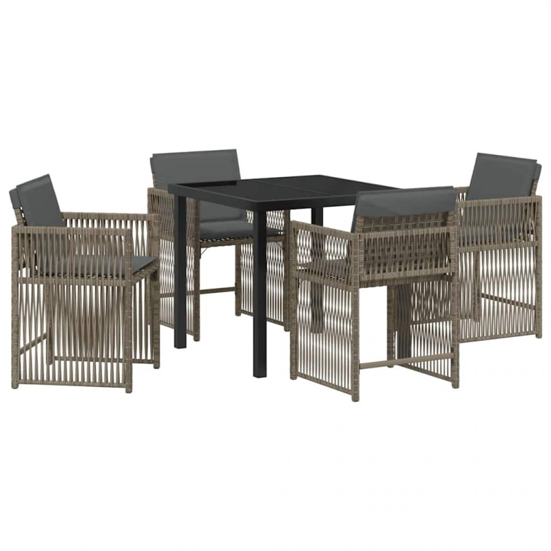 Zestaw do jadalni w ogrodzie 5 pcs Szary polirattan