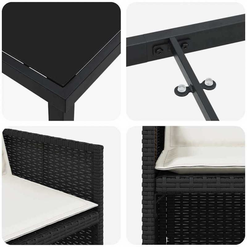 Zestaw do jadalni w ogrodzie 5 pcs Czarny polirattan