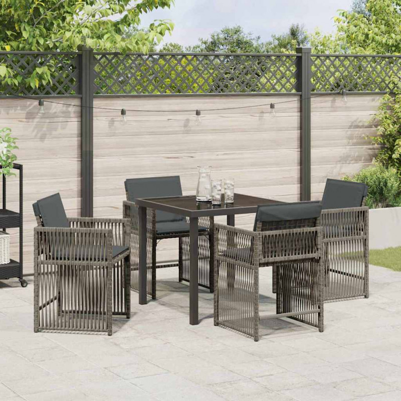 Zestaw do jadalni w ogrodzie 5 pcs Szary polirattan
