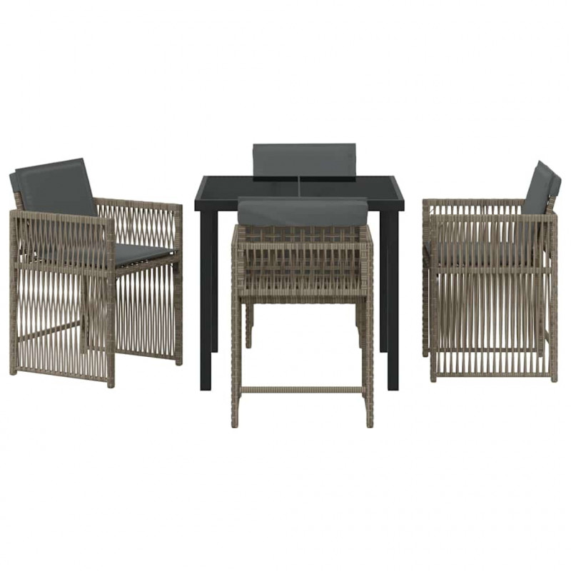 Zestaw do jadalni w ogrodzie 5 pcs Szary polirattan