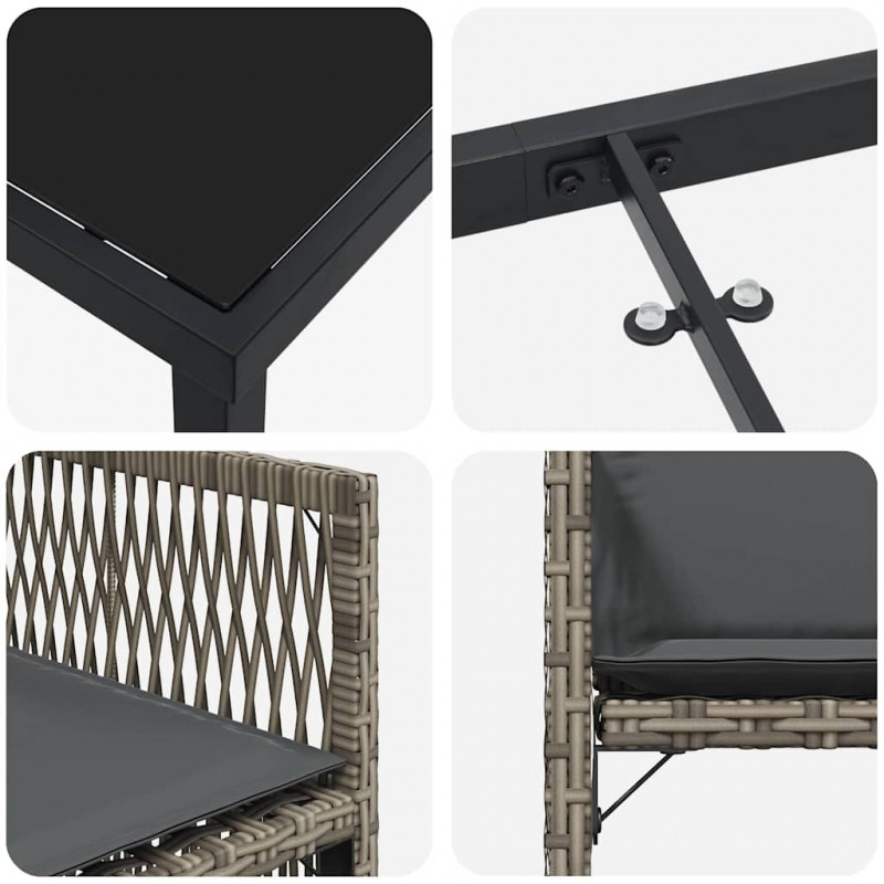 Zestaw do jadalni w ogrodzie 5 pcs Szary polirattan