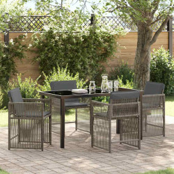 Zestaw do jadalni w ogrodzie 5 pcs Szary polirattan