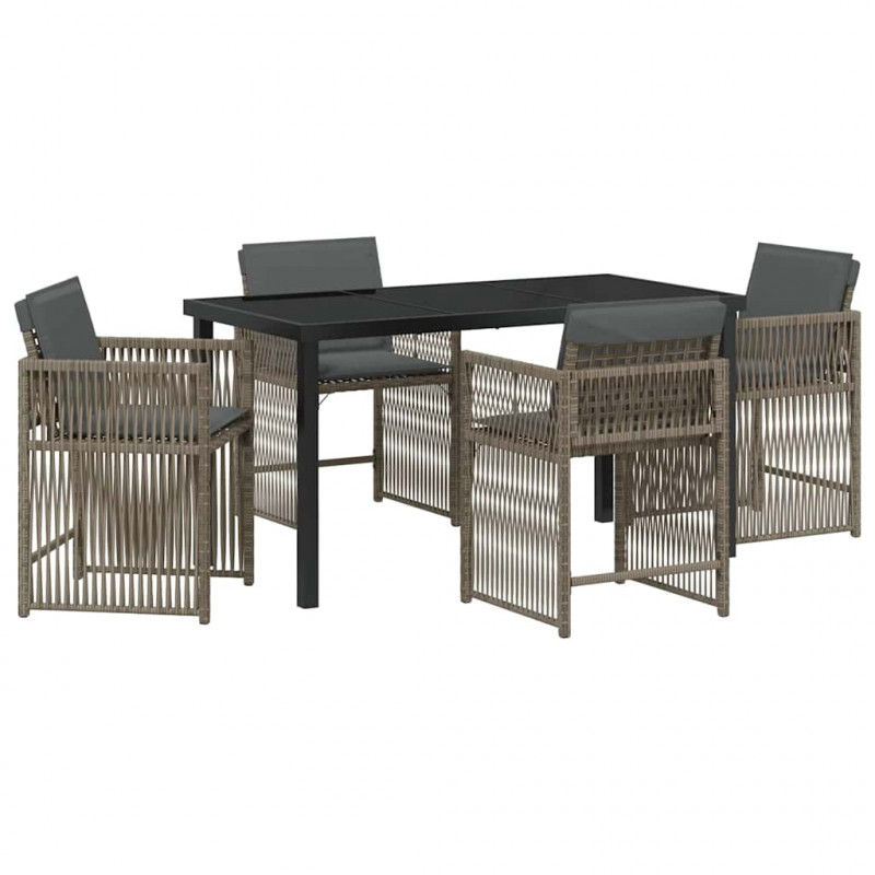 Zestaw do jadalni w ogrodzie 5 pcs Szary polirattan