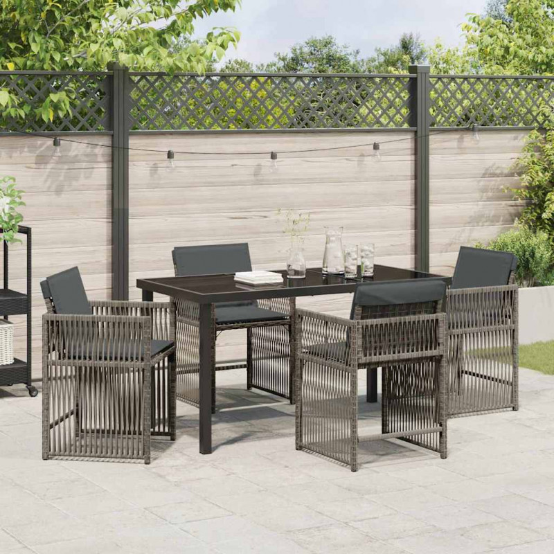 Zestaw do jadalni w ogrodzie 5 pcs Szary polirattan