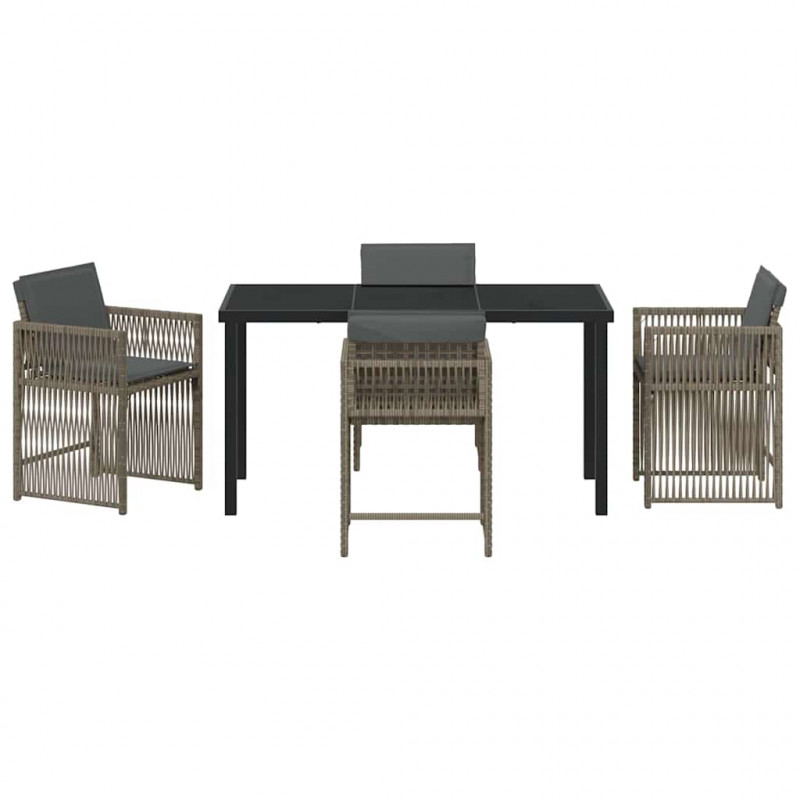 Zestaw do jadalni w ogrodzie 5 pcs Szary polirattan